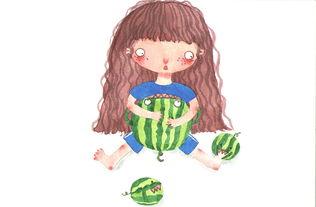 夏天吃瓜小屁孩